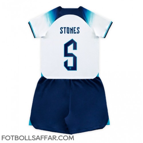 England John Stones #5 Hemmadräkt Barn VM 2022 Kortärmad (+ Korta byxor)